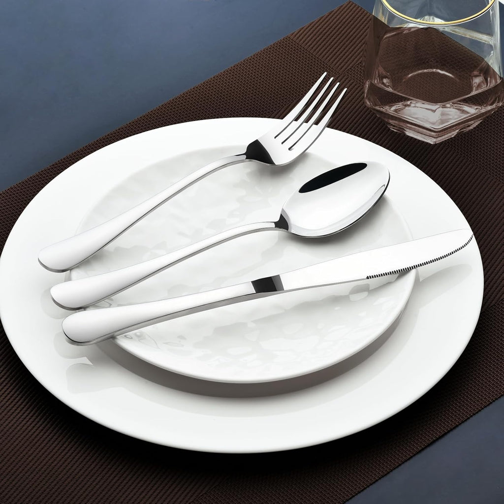 Regine Switzerland 60-Piece Silverware Set - Heavy-Duty Stainless Steel Utensils for 12 | Dishwasher Safe Gift Set