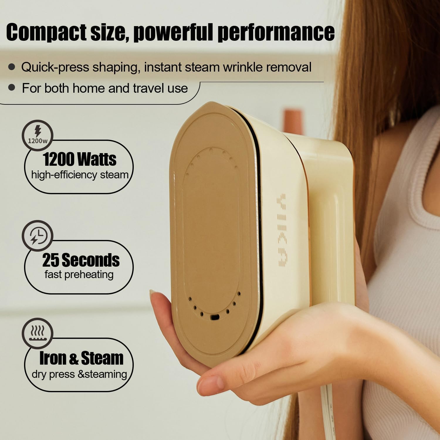 YIKA Handheld Garment Steamer - 2-in-1 Steam Iron with 25s Heat-Up & Ceramic Soleplate | Wrinkle Remover for All Fabrics