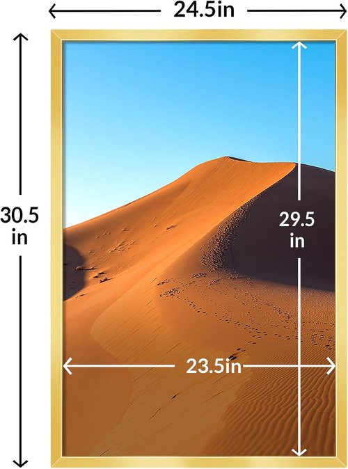 LaVie Home 24x30 Gold Picture Frame - HD Plexiglass Wall Display for Vertical or Horizontal Use