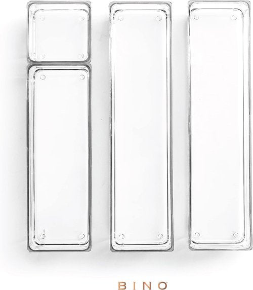 Bino Drawer Bin Set - 4-Piece Modular Bathroom & Desk Organizer Bins - Large Size