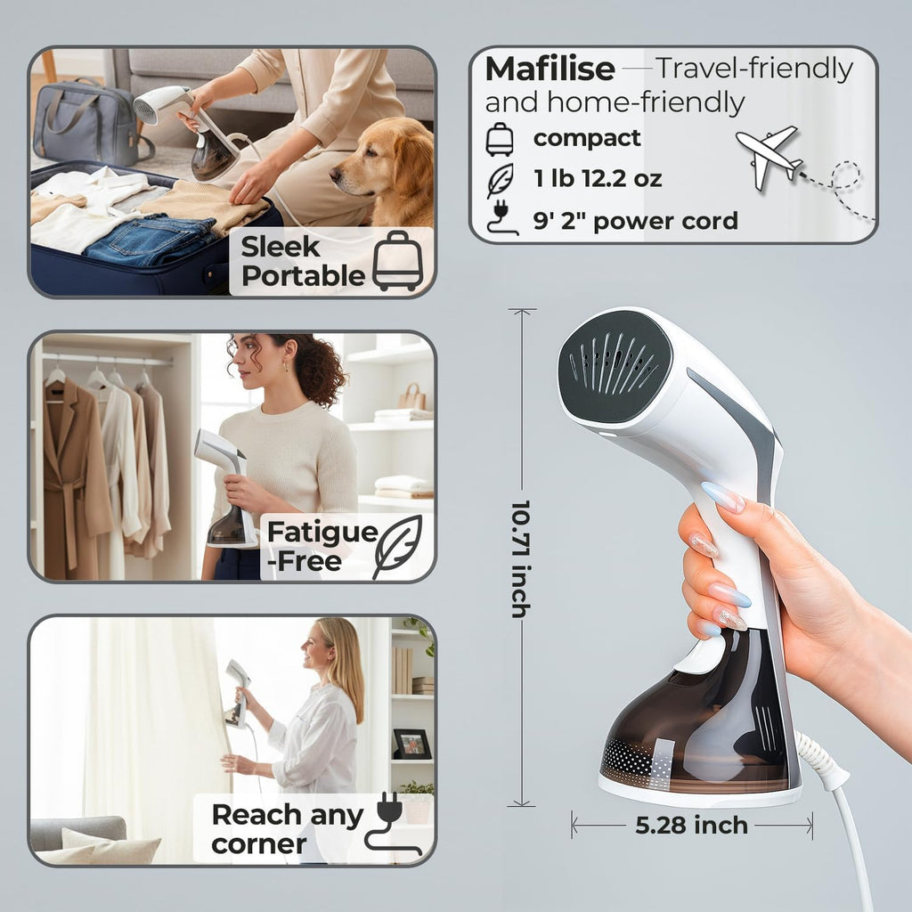 Skiennix Steamer for Clothes - 1500W Portable 2-in-1 Iron with 3 Steam Settings & Ceramic Soleplate