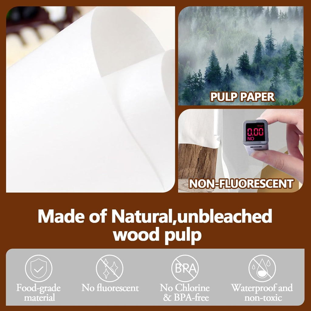Regine Switzerland 200PCS Precut Parchment Paper Sheets - Heavy Duty, Non-Toxic & Unbleached, 12x16 In