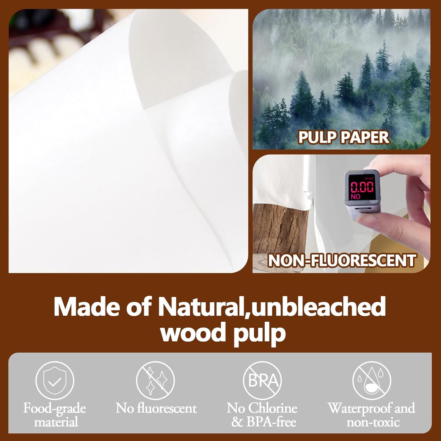 Regine Switzerland 200PCS Precut Parchment Paper Sheets - Heavy Duty, Non-Toxic & Unbleached, 12x16 In