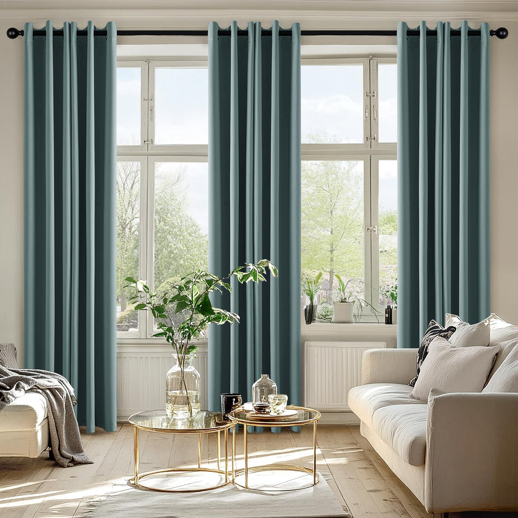MIULEE Dusty Blue Blackout Curtains - Thermal Insulated Room Darkening Drapes | 84 Inches Long, 2 Panels