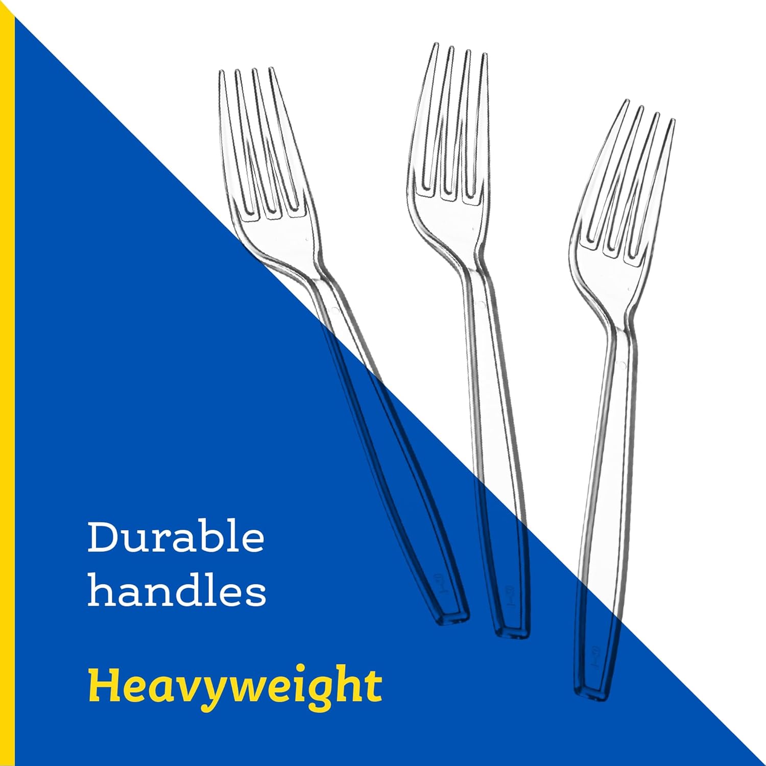 Plasticpro Heavyweight Disposable Clear Plastic Cutlery - 100 Count Forks for Easy Serving