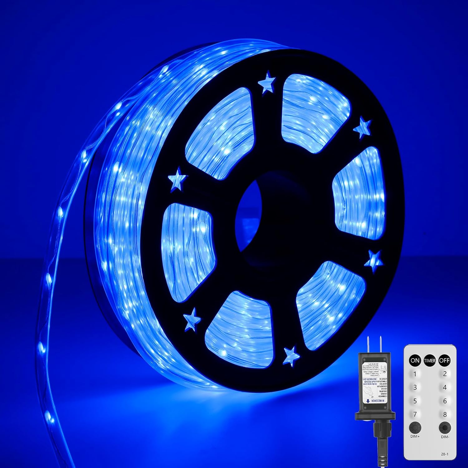 720 LED Outdoor Rope Lights by [Brand Name] - Waterproof with Remote, 8 Modes & 4 Brightness Levels | 100Ft Blue for Garden, Patio & Party