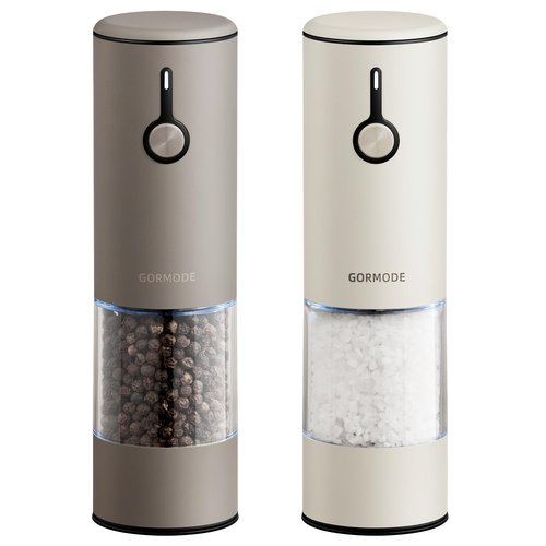 Stainless Steel Rechargeable Electric Salt and Pepper Grinder Set – USB Charging, One-Hand Electric Mill, Adjustable Coarseness, LED Light & Dust Cover –2pack(Greige & Buttercream)