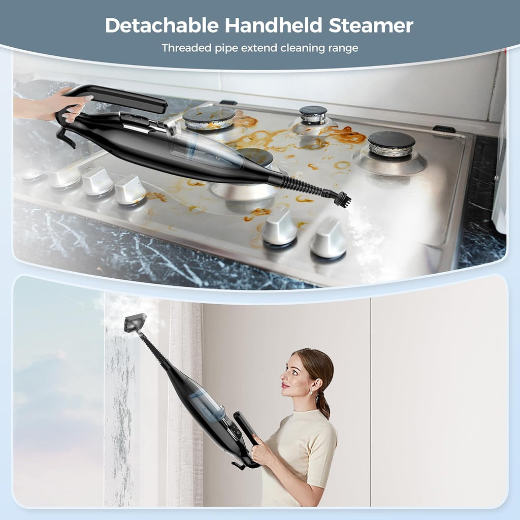 Skiennix 12-in-1 Steam Mop - Powerful Handheld Cleaner with 565ML Tank & 23FT Cable for Hardwood, Tile, Grout & Furniture