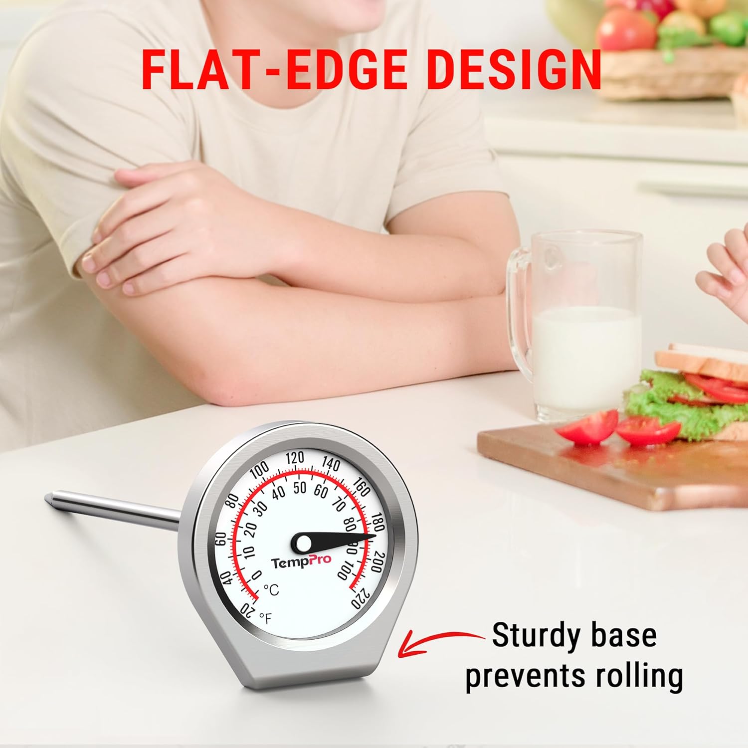 TempPro Instant Read Meat Thermometer - Portable Grill & Kitchen Thermometer for Steak, Turkey, Liquid