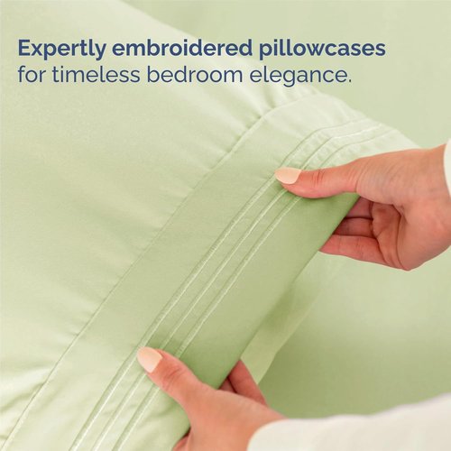 King Size 4-Piece Sheet Set | Comfy Cooling Bed Sheets - Luxury Hotel Quality - Deep Pockets, Wrinkle-Free - Light Sage Green