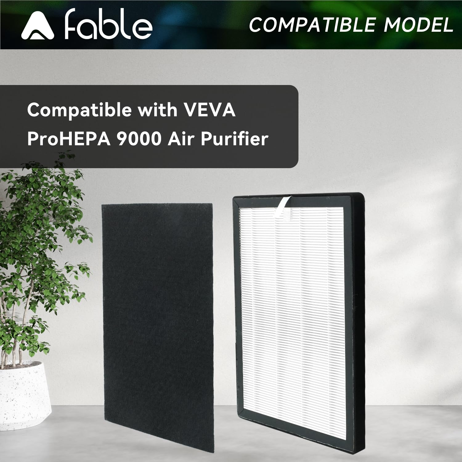 A Fable ProHEPA 9000 Replacement Filters 3 Pack Including 6 Carbon Pre Filters Compatible with Veva Pro 9000 Air Purifiers