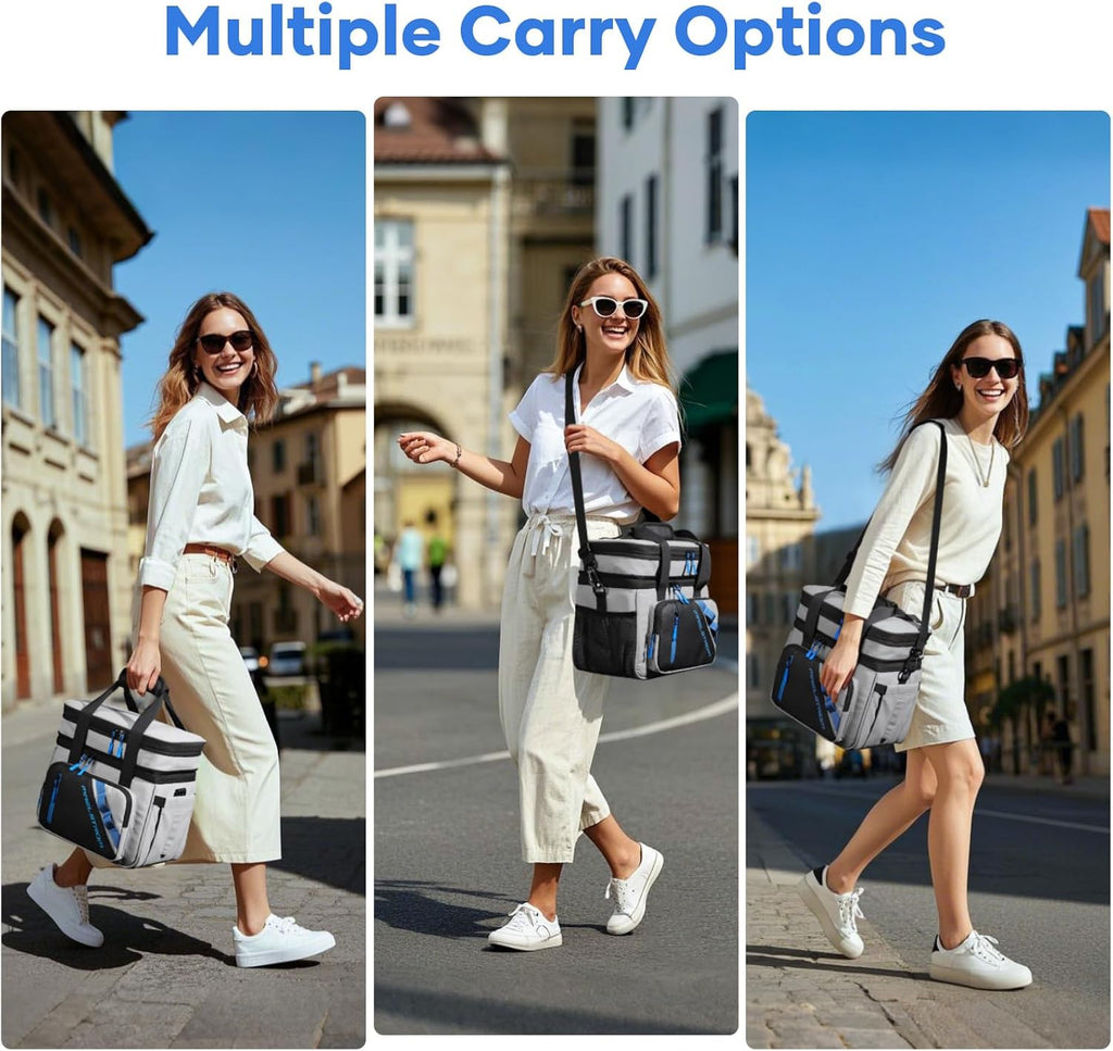 Maelstrom Insulated Lunch Bag - 20L Expandable Double Deck Cooler Tote | Leakproof, 6 Pockets, Grey