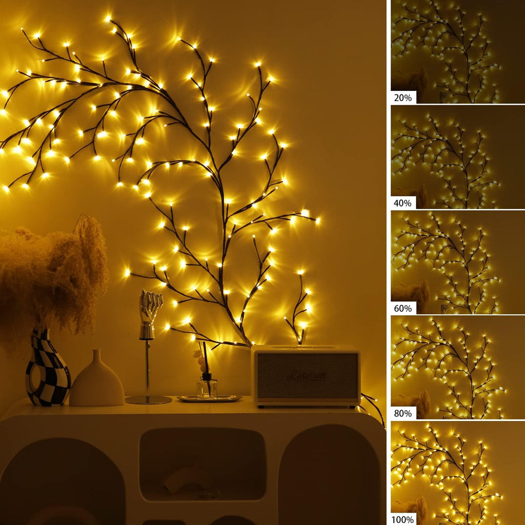 Enchanted Willow Vine Lights for Wall,Willow Vine Tree Branch Lights Decoration Gift,with 48 LED Light and Remote,8 Lighting Modes,for Bedroom Wall Doors Windows Wedding Christmas (47 Inch)