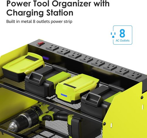 CCCEI Modular Power Tool Organizer - Wall Mount Charging Station & Heavy Duty Rack | Green, 2 Pack