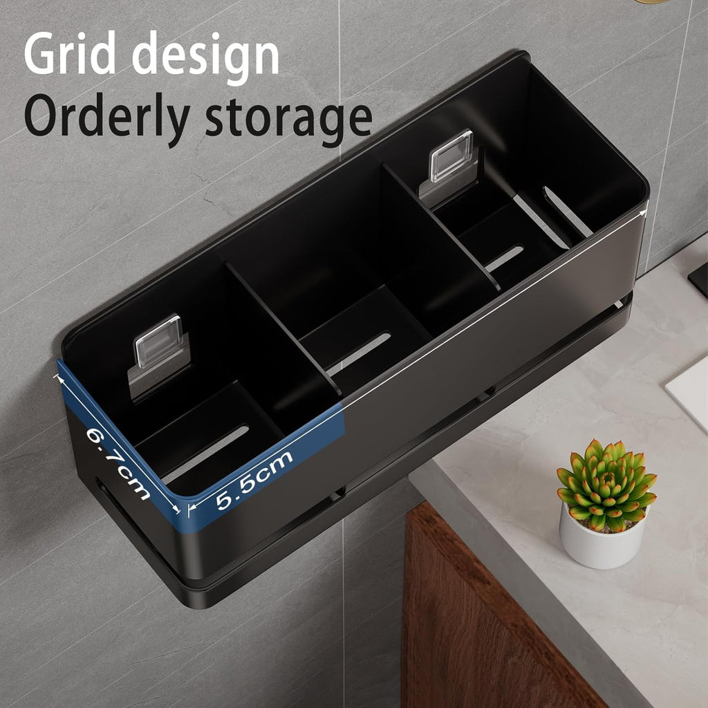 Skiennix Aluminum Electric Toothbrush Holder - Wall Mounted Design | Black, Three Slot