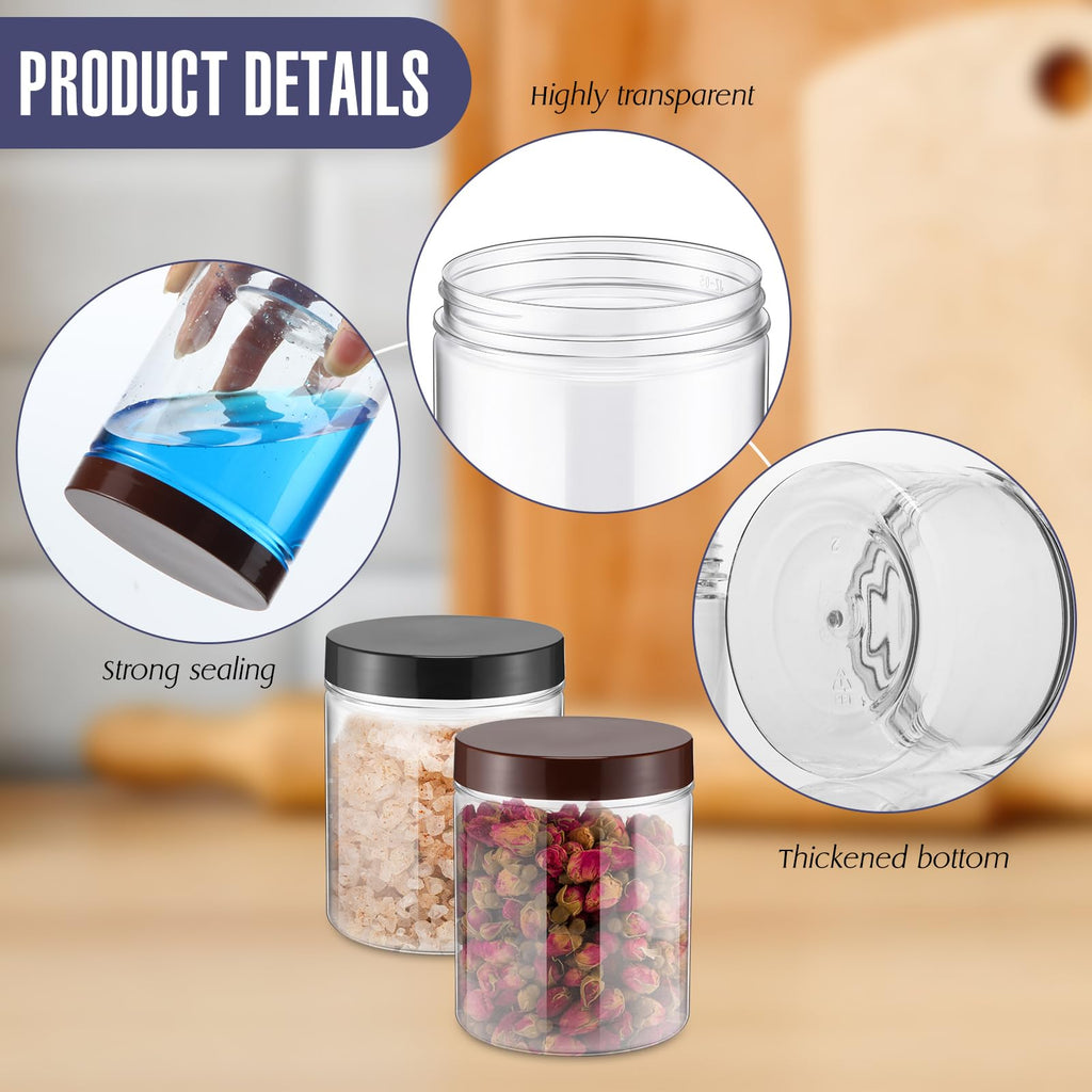 Mifoci 50 Pcs 16 oz Clear Plastic Jars with Lids PET Plastic Candy Mason Jars Containers Reusable Empty Storage Gift for Dry Food Storage Cookie Honey, 5 Colors
