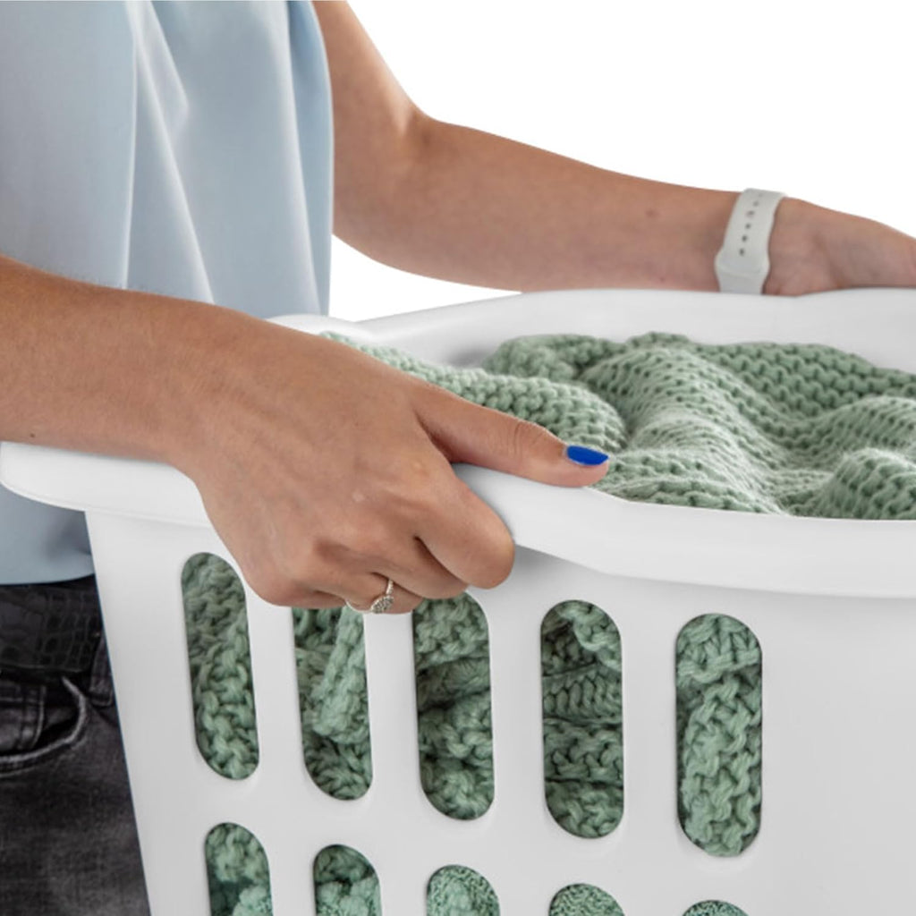 Sterilite Rectangular Laundry Basket - 12-Pack Plastic Clothes Hamper, 1.5 Bushel, White | Ideal for Bedroom & Bathroom Storage
