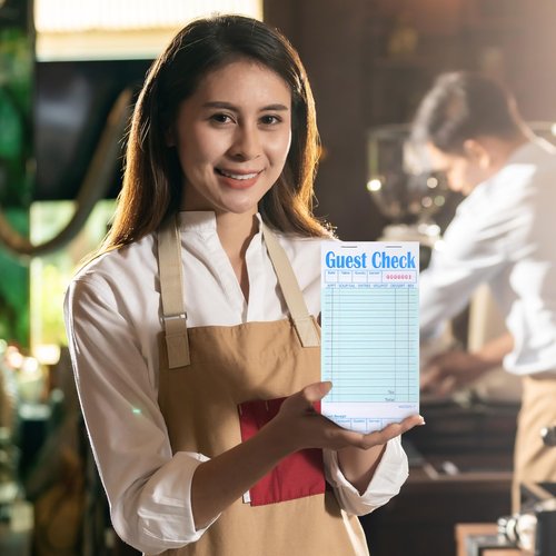 100 Pack Guest Check Book for Servers Bulk, Waitress Checkbook Paper Server Note Pads Accessories Waiter Food Receipt Book for Restaurants, Bar, 50 Sheets Per Pad, Total 5000 Sheets (Green)