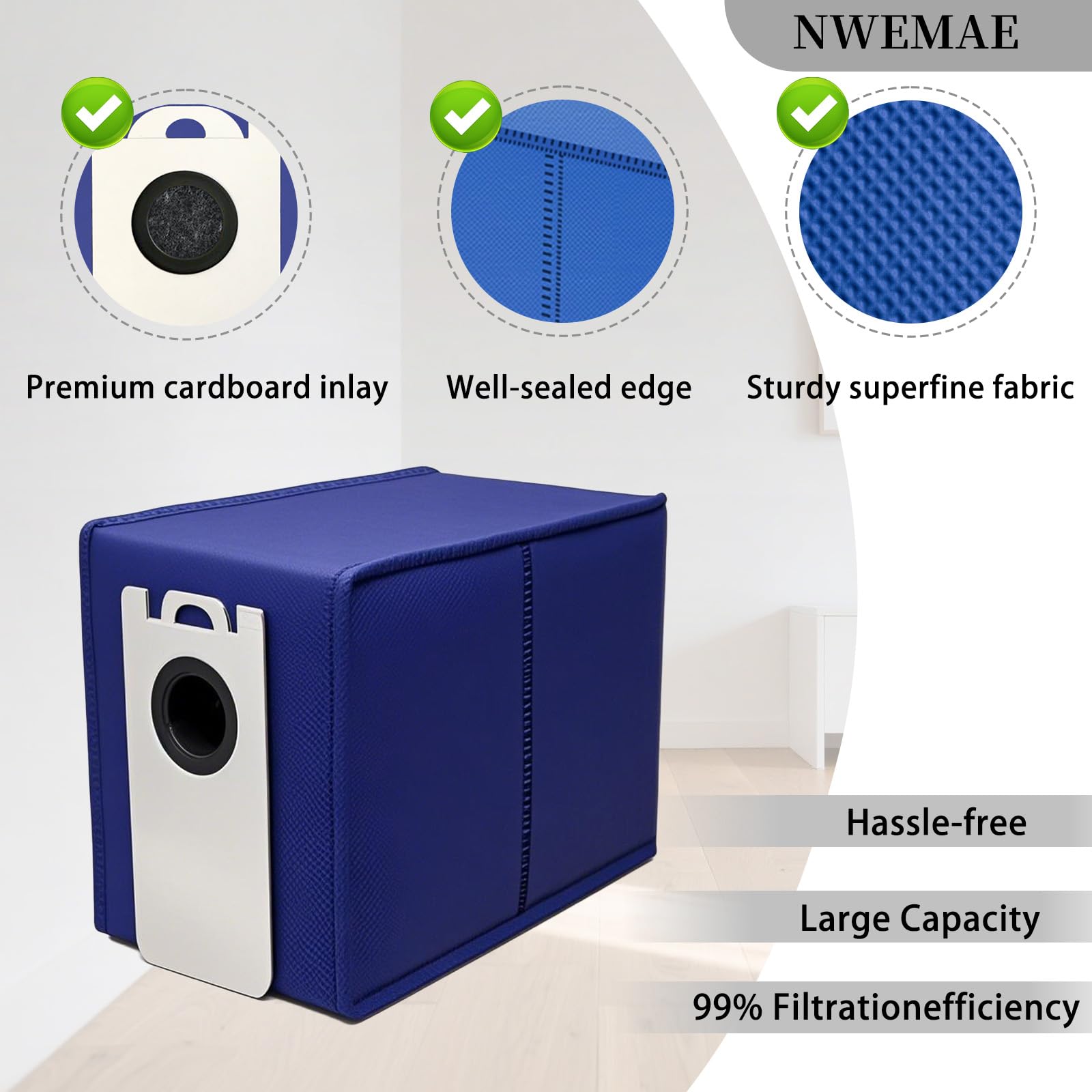 NWEMAE 5 Pack Vacuum Dust Bags Compatible with bObsweep UltraVision, UltraVision Pet Robot Vacuum Cleaner, 6L Large Capacity Self-Empty Replacement Bags