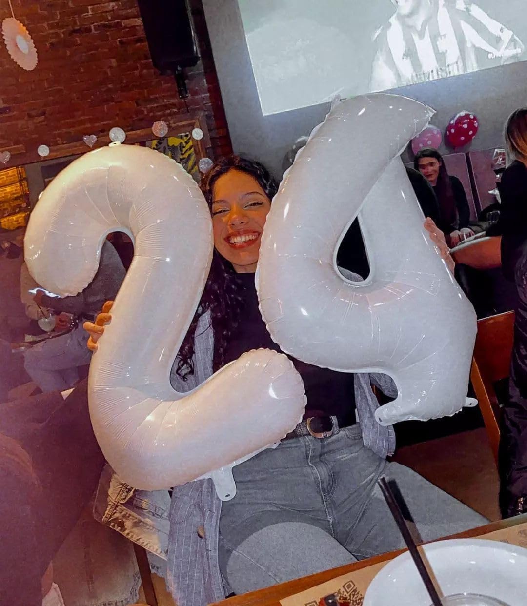 Number 6 Foil Balloon - 40 Inch White Giant Balloon for 6th Birthday Party Decorations