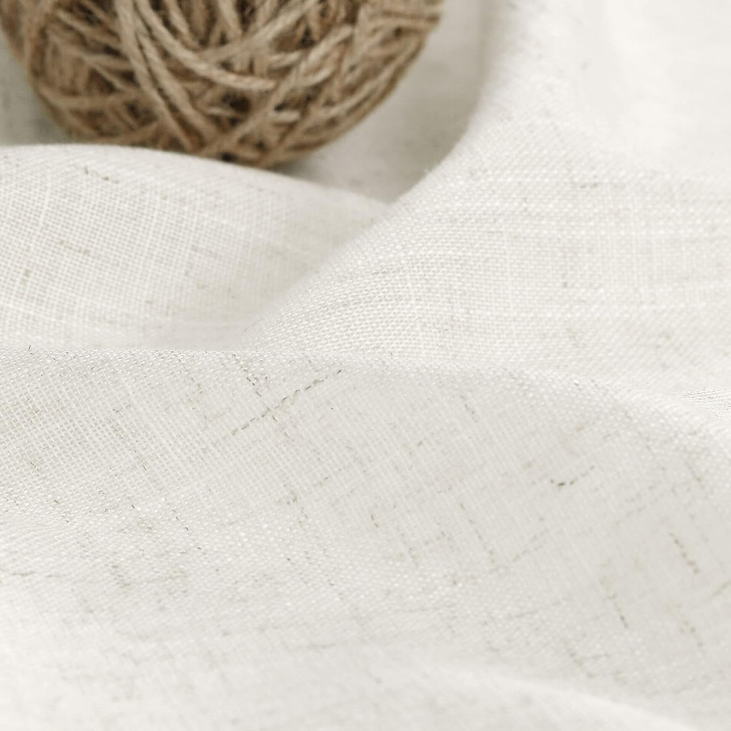 Skiennix Cream Linen Back Tab Curtains - 84 Inch Length | 2 Panel Set for Modern Farmhouse Decor
