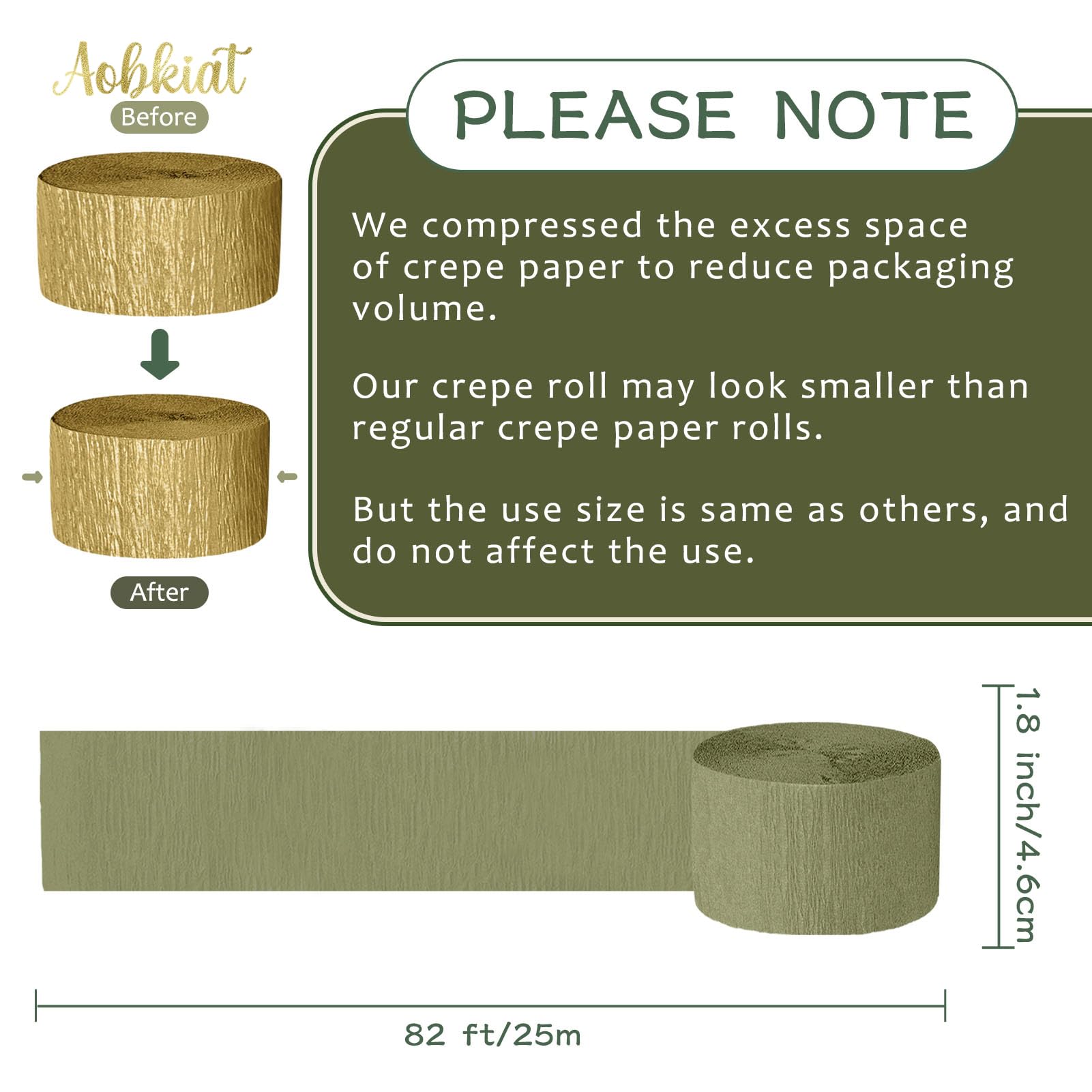 AOBKIAT Baby Shower Decorations,Sage Green Streamers Party Decorations,5 Rolls Crepe Paper for Boho Wedding,Bachelorette,Birthday,Woodland Baby Shower,Christmas,New Year