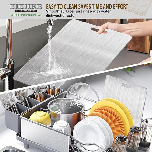 Titanium Cutting Board Double-Sided 100% Pure Titanium Cutting Boards for Kitchen - Food-Grade titanware chopping boards Non-Stick Durable and easy to clean (13.3 x 9 in)