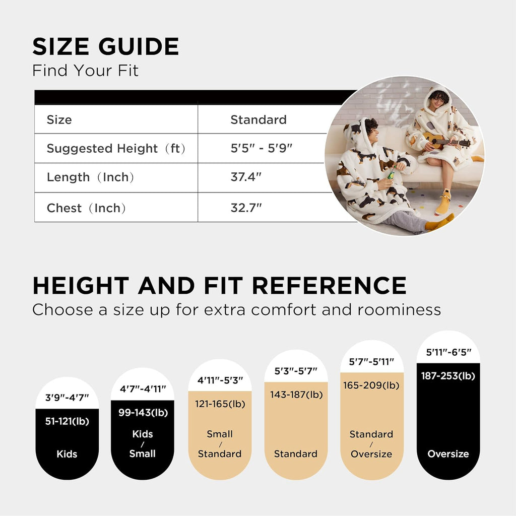Bedsure Wearable Blanket Hoodie - Cozy Sherpa Hooded Blanket for Adults & Kids | Gingerbread & Olive Green