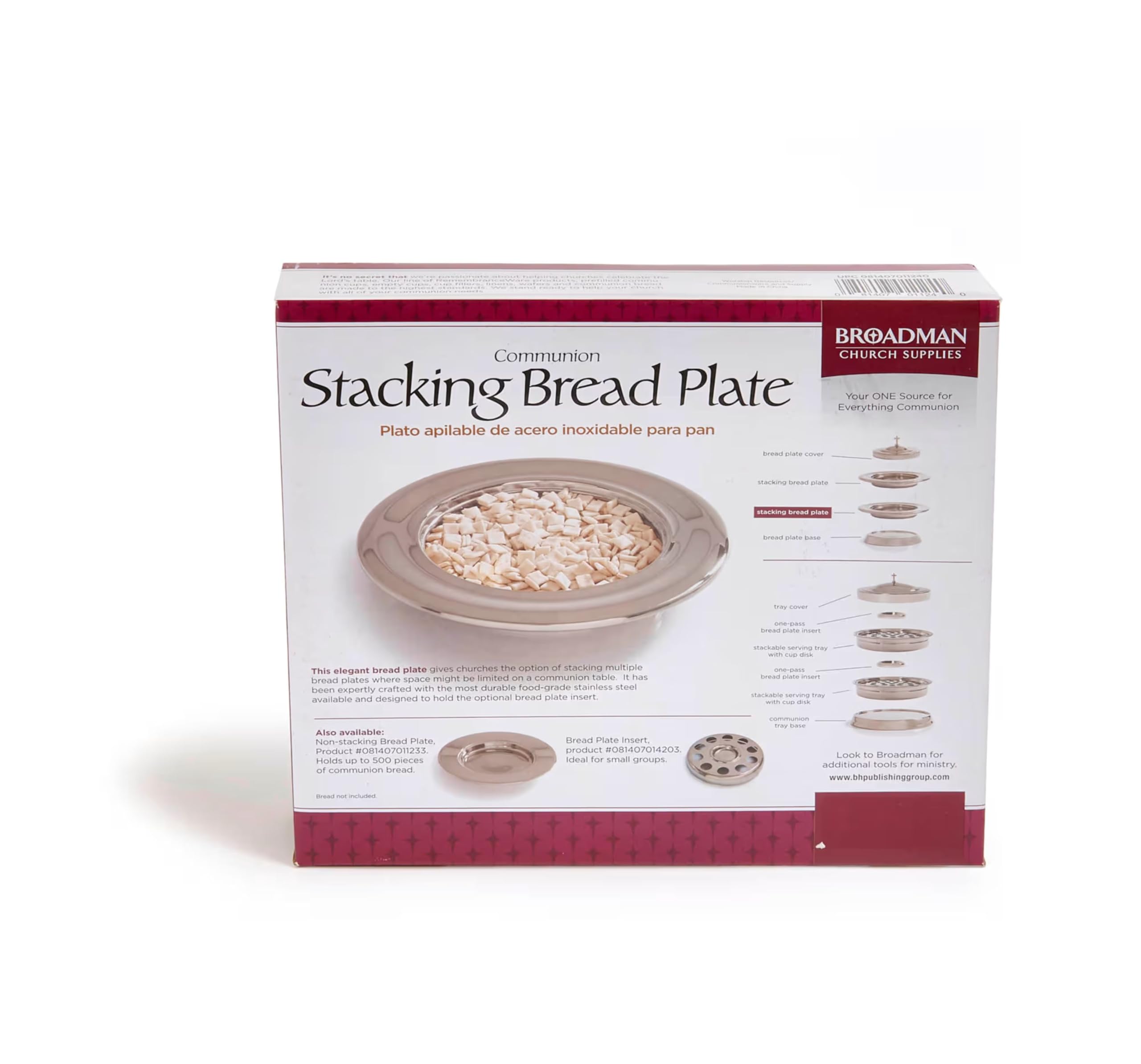 RemembranceWare: Communion Stacking Bread Plate - Silver Finish: Stainless Steel / Holds Up to 750 Pieces of Communion Bread / Works with Bread Plate Insert / Stackable