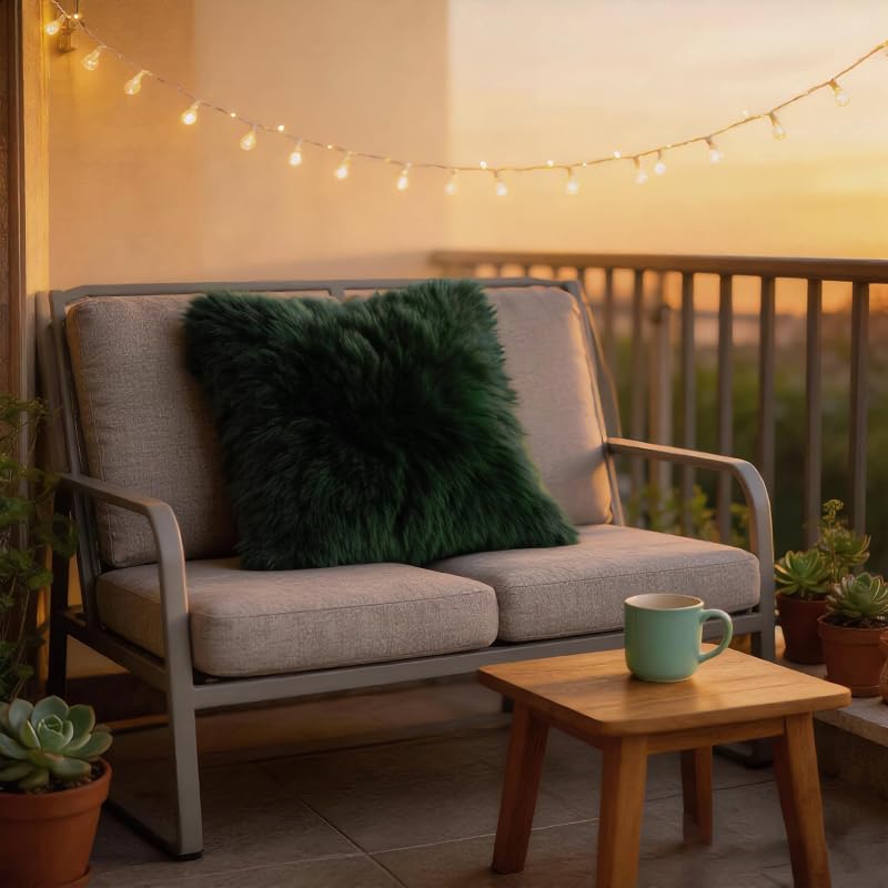 Forest Green 18x18 Luxury Sheepskin Cushion Cover - Faux Fur Pillow Case, 1pc (Variation of THIS listing)