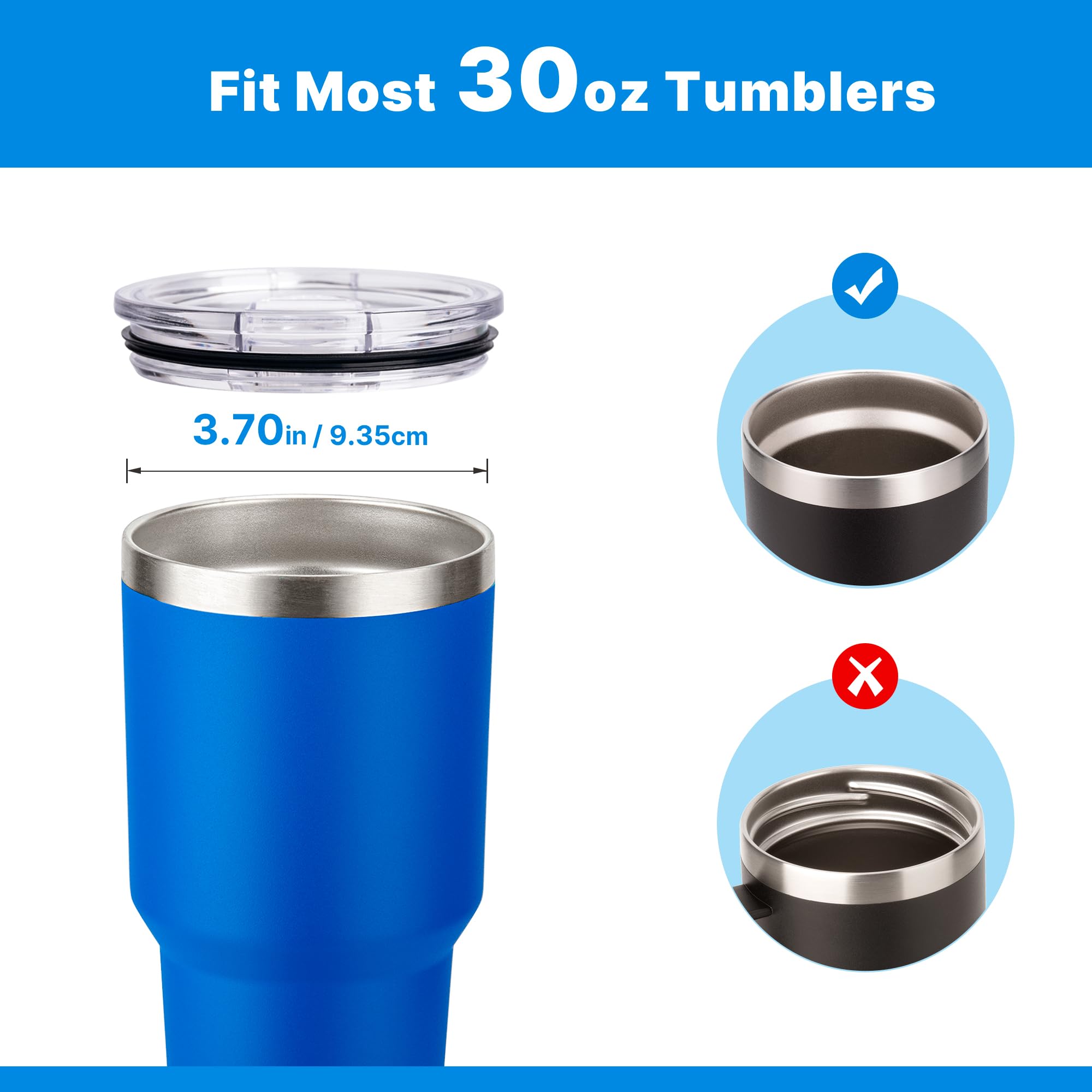 Bluwing 2 Pack 30oz Tumbler Lid, Replacement Tumbler Lid for 30oz YETI,BJPKPK, ALBOR, D·S, MUTNITT and More, Splash Resistant Lids,Covers for 30oz Tumbler,Cup