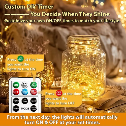 HXWEIYE 300L Curtain Lights - Plug-In & Battery Operated Fairy Lights with Remote & Timer Bundle