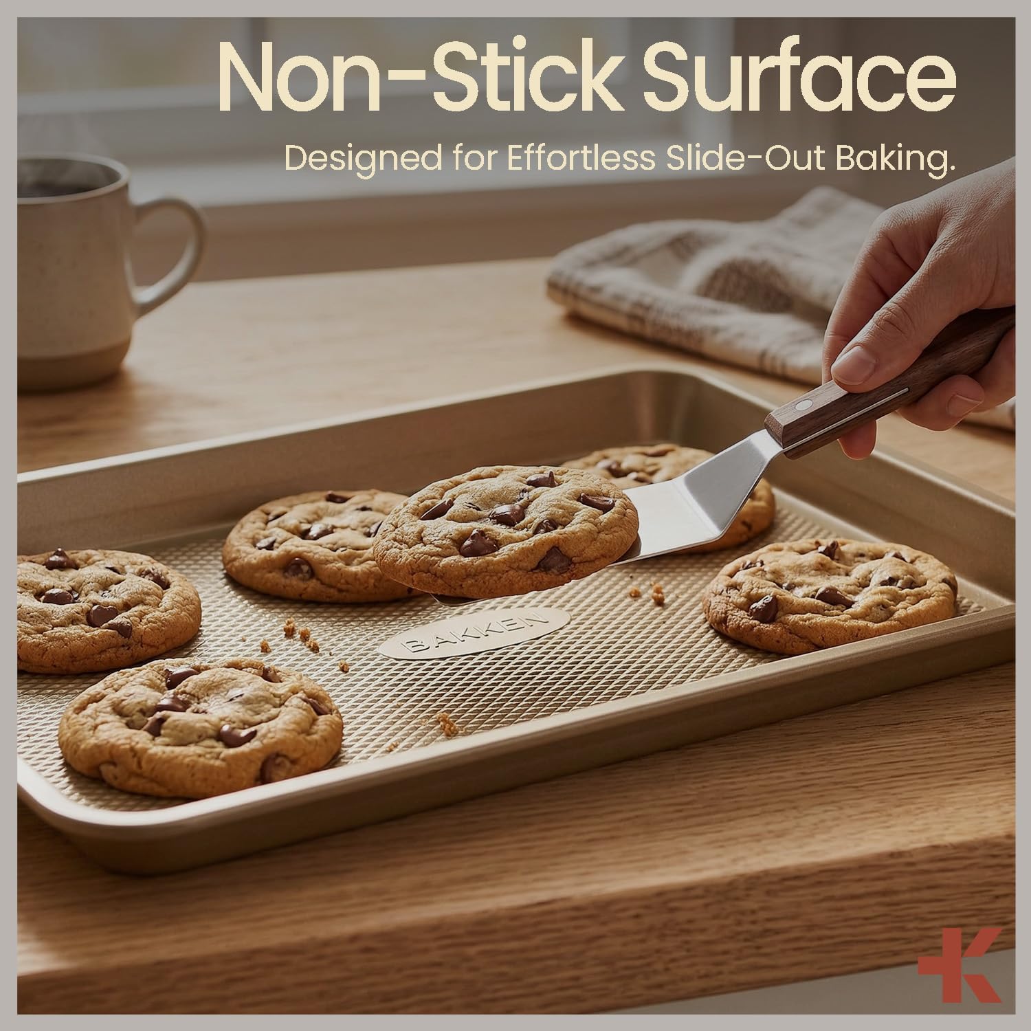 BAKKEN Nonstick Baking Pans - Commercial Grade Carbon Steel Cookie Sheet, 13.58" x 9.65", PFOA Free
