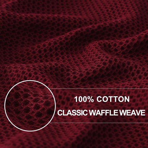 Homaxy Kitchen Dish Towels - Ultra Soft 100% Cotton Waffle Weave, Quick Drying, 13 x 28 Inches, 6-Pack | Burgundy