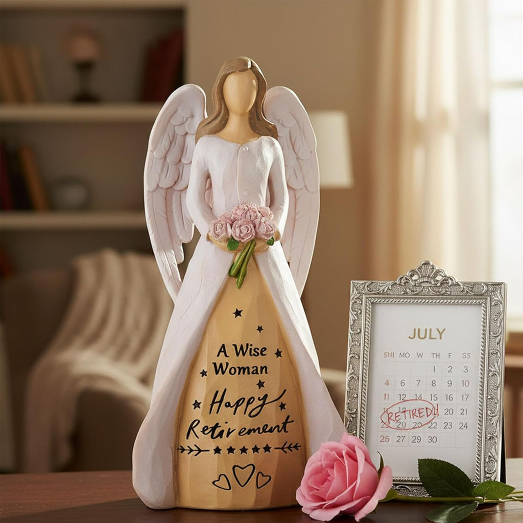 NAN ZAI NAN FANG Retirement Gifts for Women | Funny Hand-Painted Angel Figurine - 5.5" Personalized Gift for Coworkers, Teachers, Nurses