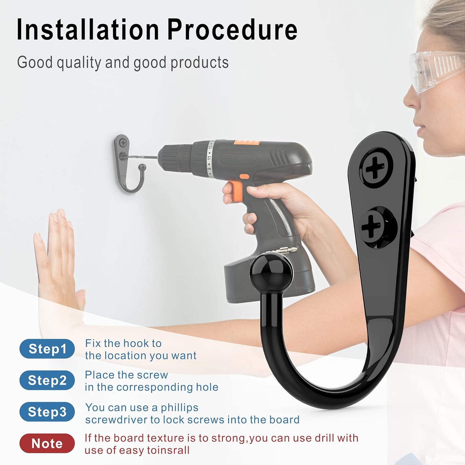 Skiennix 15 Pcs Black Wall Mounted Coat Hooks - Durable Hangers for Towels, Keys, and Bags