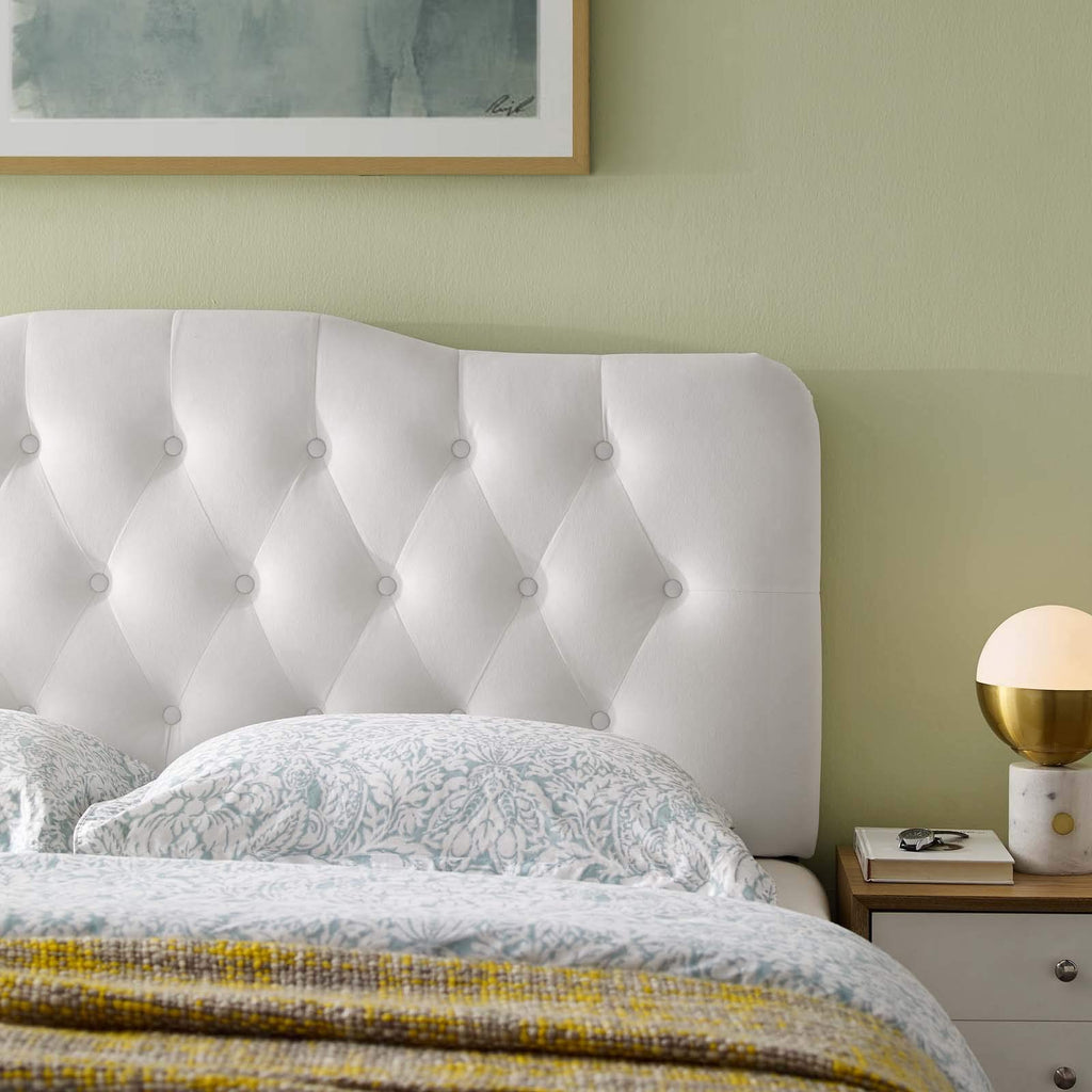 Modway Annabel Diamond Tufted Performance Velvet Queen Headboard in White