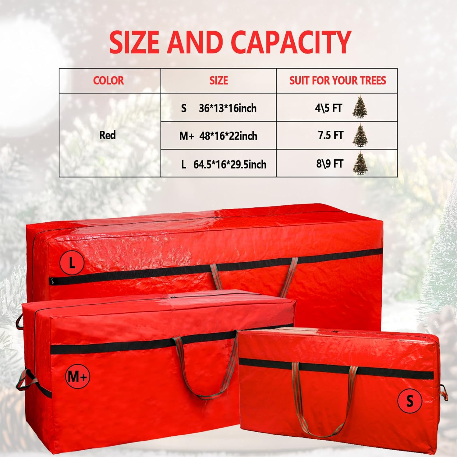 Regine Switzerland Christmas Tree Storage Bag - Waterproof & Tearproof for 4FT/5FT Trees | Easy Transport in Red