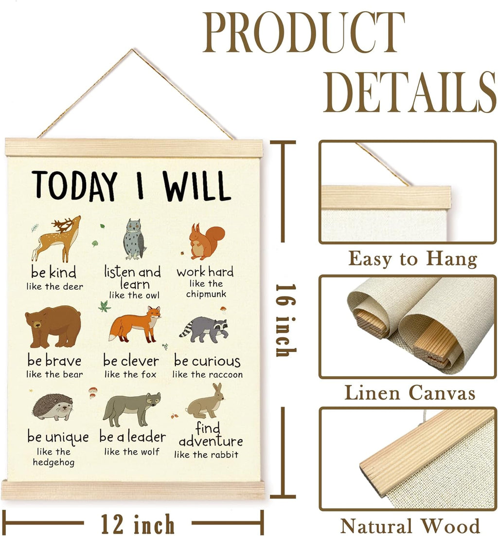 CGBHW Positive Affirmations Poster Hanger Frame - 12x16 Inspirational Wall Art for Kids' Rooms | Forest Animals Design