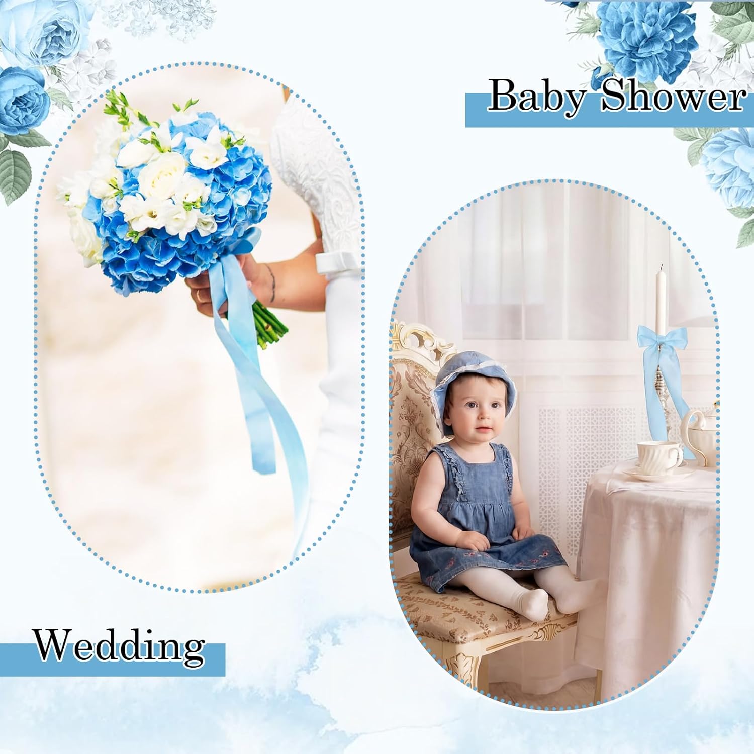Teenyyou 12 Pcs Light Blue Candlestick Bows | 13-Inch Large Coquette Table Decor & Gift Wrapping
