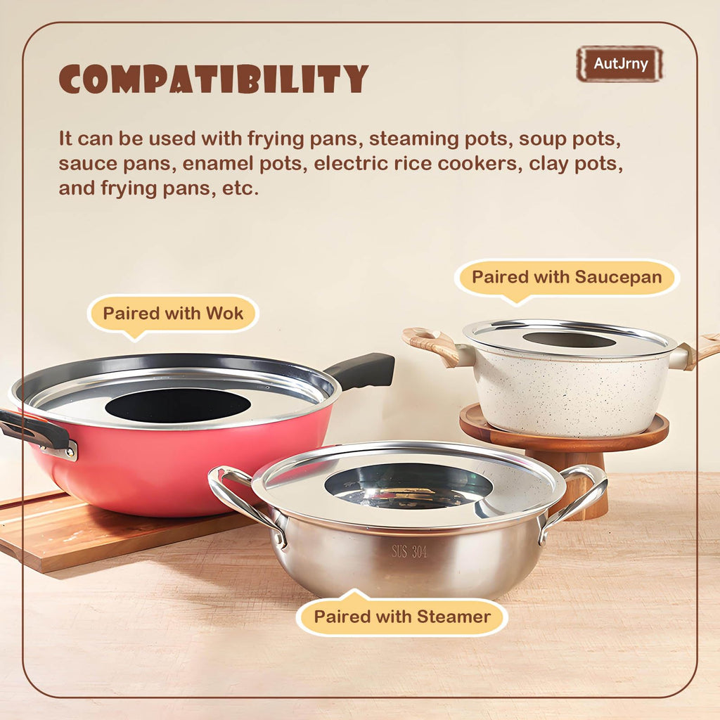 Stainless Steel Steamer Ring | 13 Inch, Fits 7 to 12 Inch Bamboo Steamer | Steaming Adapter for Steam Pot, Asian Food, Dumpling, Dim Sum, Rice, Veggie for Cooking Basket