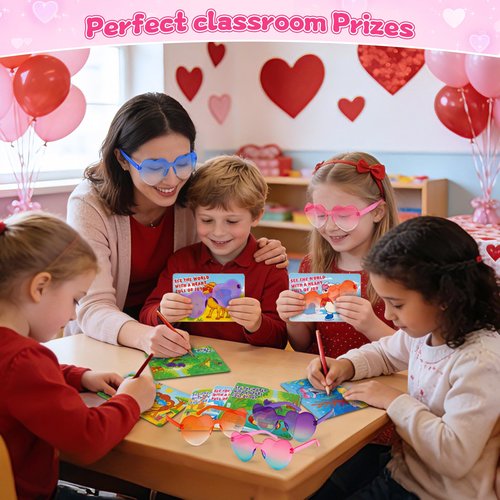 Amy&Benton 28 Pack Heart Glasses Party Favors for Kids 8-12 4-8 3-5, Goodie Bags Stuffers, Pinata Stuffers Fillers,Treasure Box Toys for Classroom Prizes,Carnival Prizes Birthday Bulk Holiday Supplies