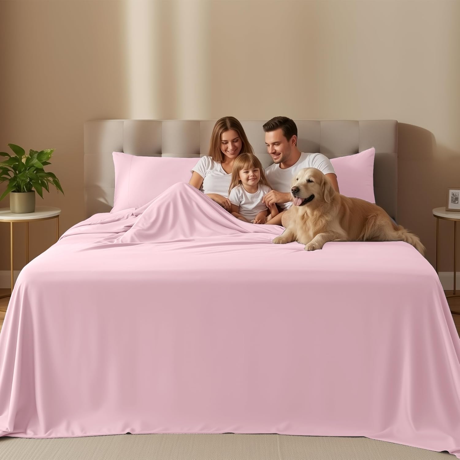 Utopia Bedding Queen Size Sheet Set - Soft, Breathable Microfiber, 4-Piece in Crystal Pink | Oeko-Tex Certified