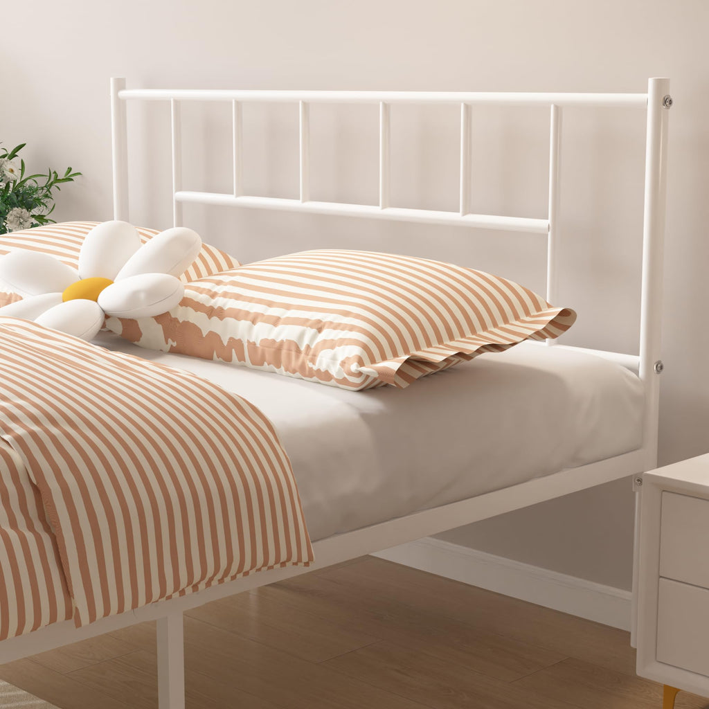 VECELO Full Metal Platform Bed Frame with Headboard, Heavy Duty Steel Slat Support, Under Bed Storage,No Box Spring Needed, Easy Assembly