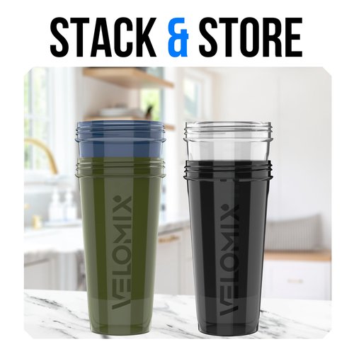 VELOMIX -4 PACK- 28 oz Protein Shaker Bottle for Protein Mixes - 4x Wire Whisk | Leak Proof Shaker Cups for Protein Shakes | Protein Shaker Bottle Pack | Protein Shake Cup (NeoCool Pack)