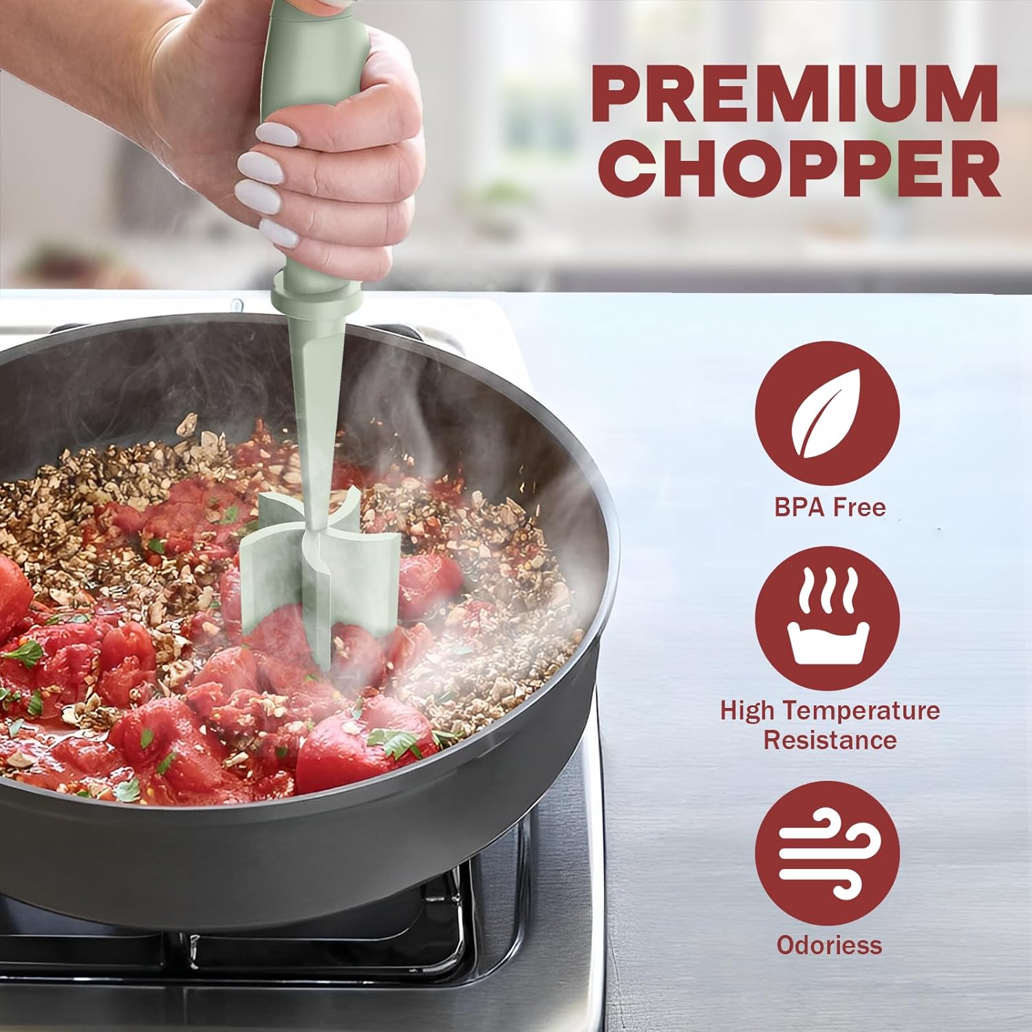 Meat Chopper by Premium | Heat Resistant Hamburger Grinder & Smasher Tool - Green