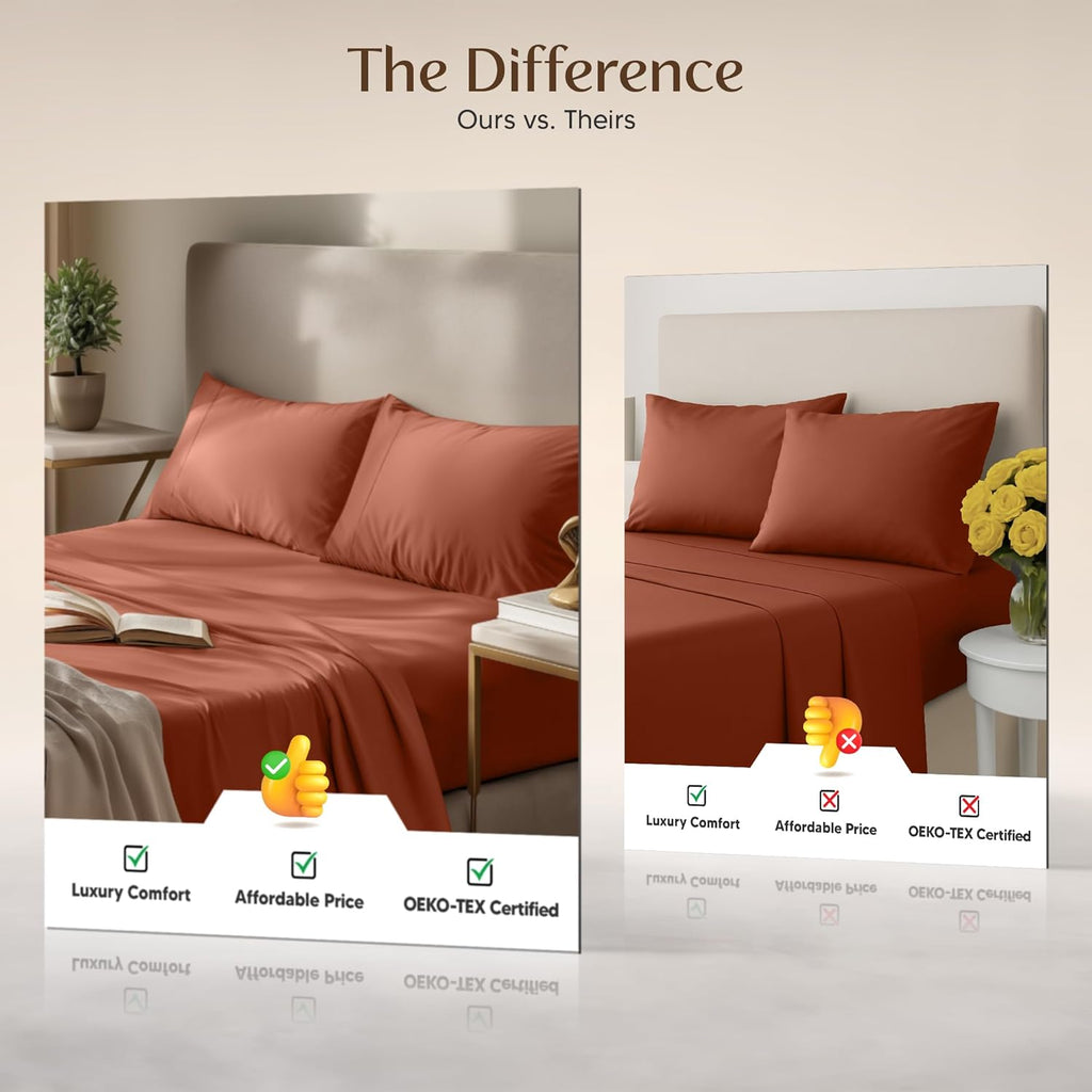 Utopia Bedding King Size Sheet Set - 4 Piece Soft Microfiber Bed Sheets | Oeko-Tex Certified, Orange