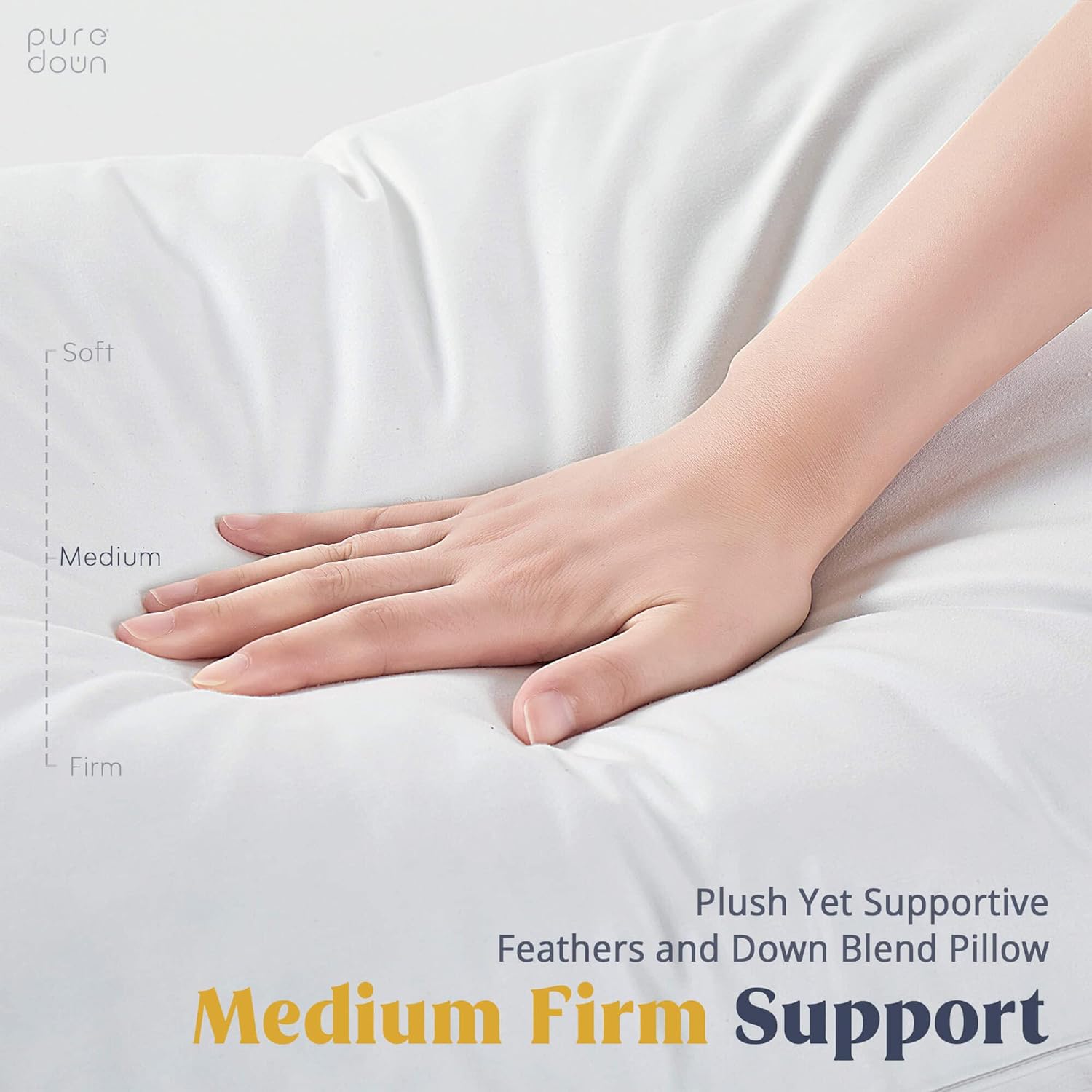 Puredown® King Size Goose Feather & Down Pillows - Soft Cotton Cover, Set of 2 for Ultimate Comfort