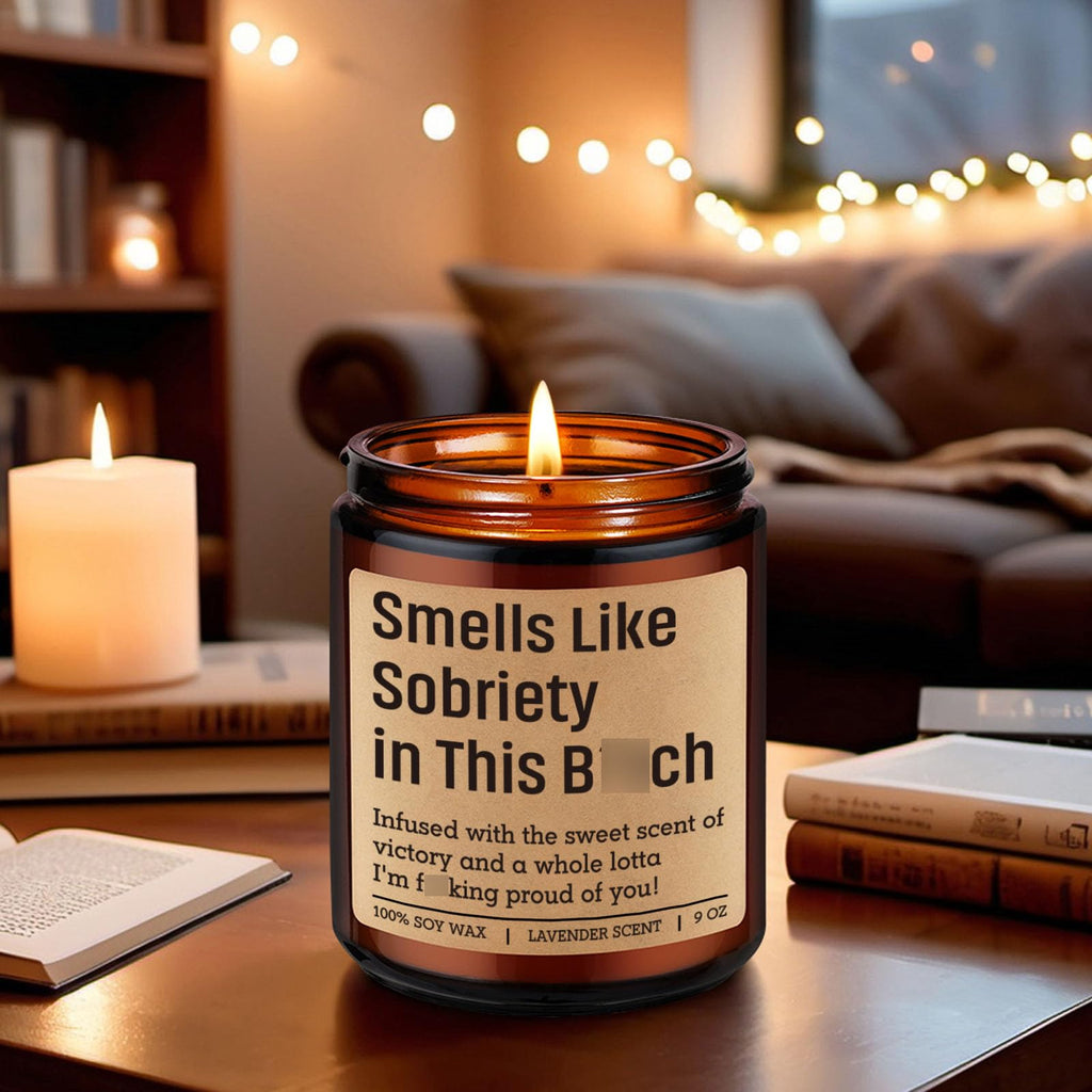 GSPY Smells Like Sobriety Candle - Sobriety Gifts for Women, Men - 2 Year Anniversary, 1 Year Sober Gifts Ideas - Funny Birthday, Sober Celebration, Recovery, Proud of You Present for Her, Him