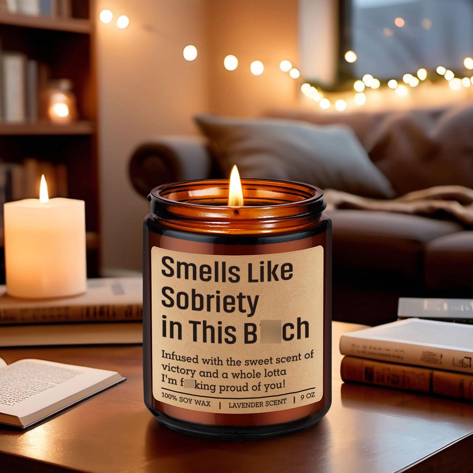 GSPY Smells Like Sobriety Candle - Sobriety Gifts for Women, Men - 2 Year Anniversary, 1 Year Sober Gifts Ideas - Funny Birthday, Sober Celebration, Recovery, Proud of You Present for Her, Him